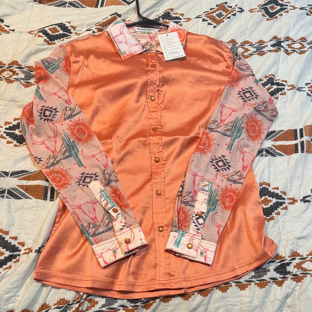 NWT** Small Ranch Dress'n Fallon Taylor Lightweight mesh sleeve rodeo shirt